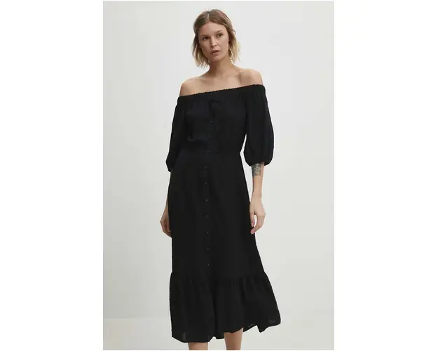 Answear Lab rochie culoarea negru, midi, evazati