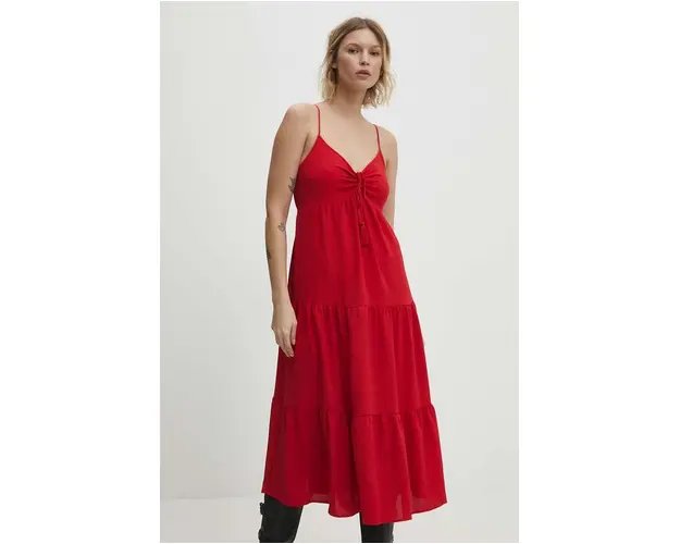 Answear Lab rochie culoarea rosu, maxi, evazati