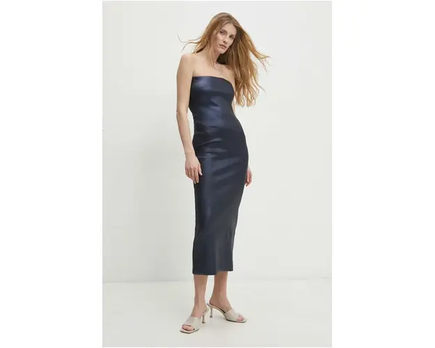 Answear Lab rochie culoarea albastru marin, midi, mulata