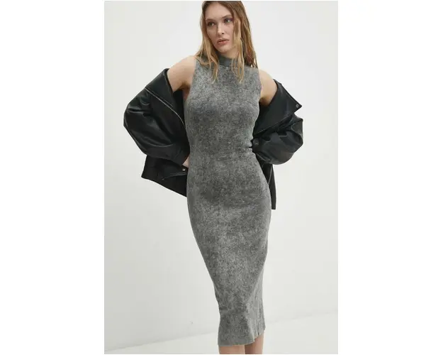 Answear Lab rochie culoarea gri, midi, mulata