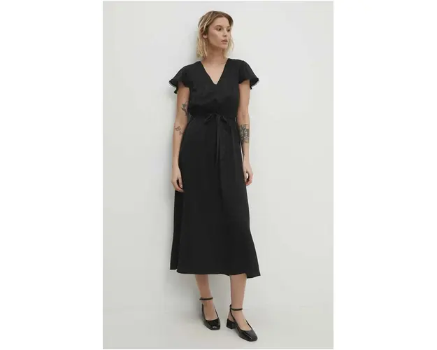 Answear Lab rochie culoarea negru, midi, evazati