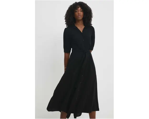 Answear Lab rochie culoarea negru, midi, evazati