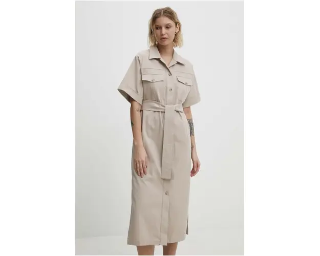 Answear Lab rochie culoarea bej, midi, drept