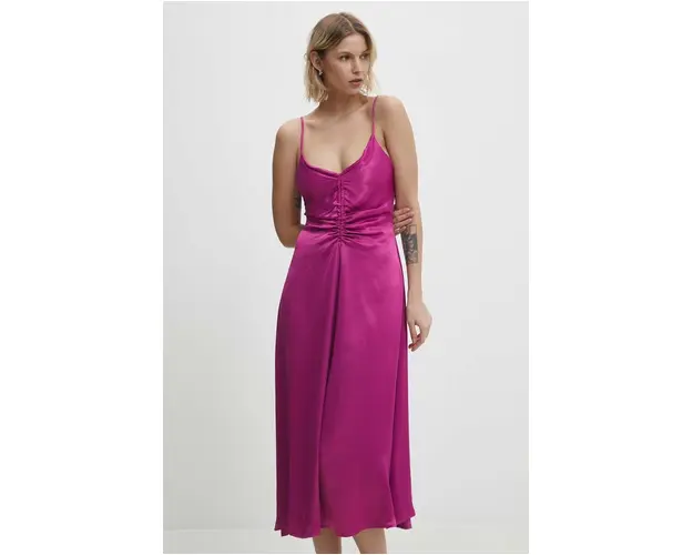 Answear Lab rochie culoarea roz, maxi, drept