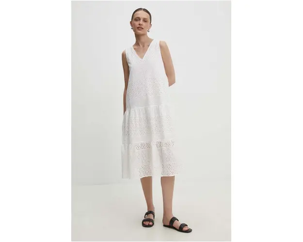 Answear Lab rochie din bumbac culoarea alb, mini, evazati