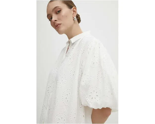 Answear Lab rochie din bumbac culoarea alb, mini, evazati
