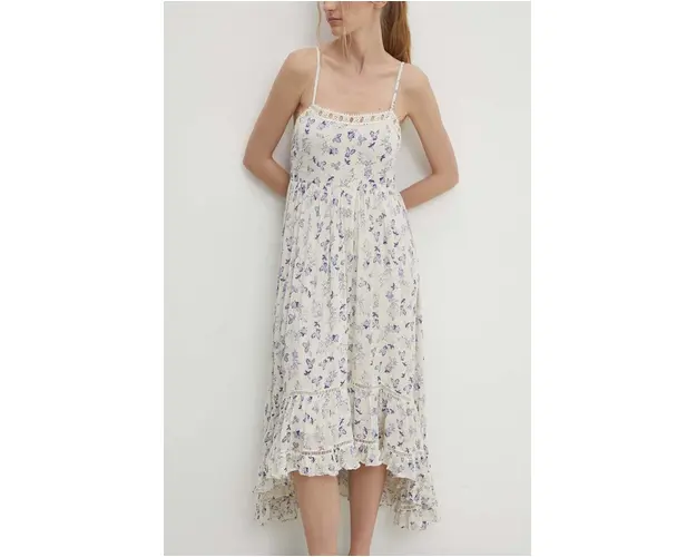 Answear Lab rochie culoarea alb, midi, evazati