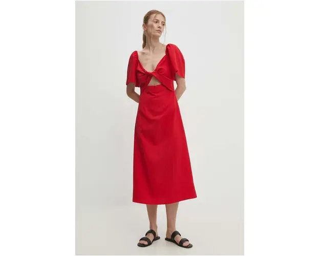 Answear Lab rochie culoarea rosu, midi, evazati