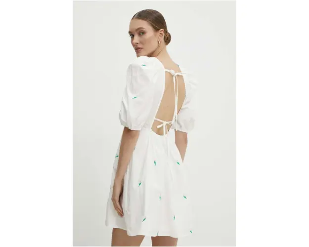 Answear Lab rochie din bumbac culoarea alb, mini, evazati