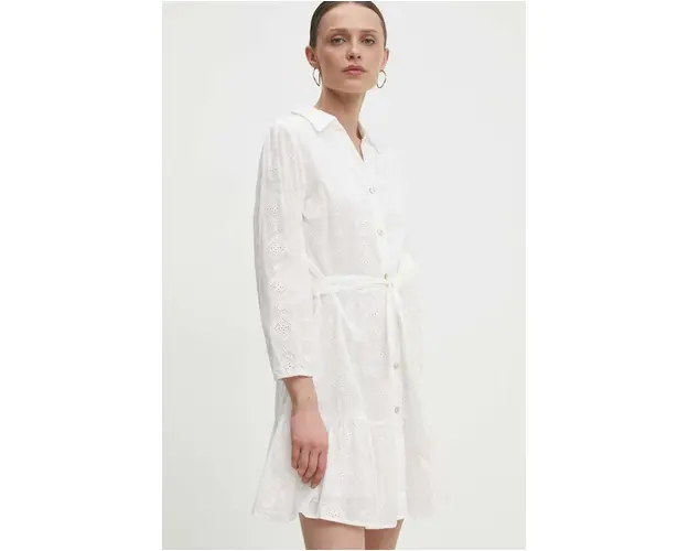 Answear Lab rochie din bumbac culoarea alb, mini, evazati