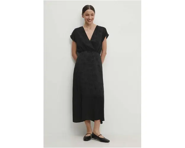 Answear Lab rochie culoarea negru, midi, evazati
