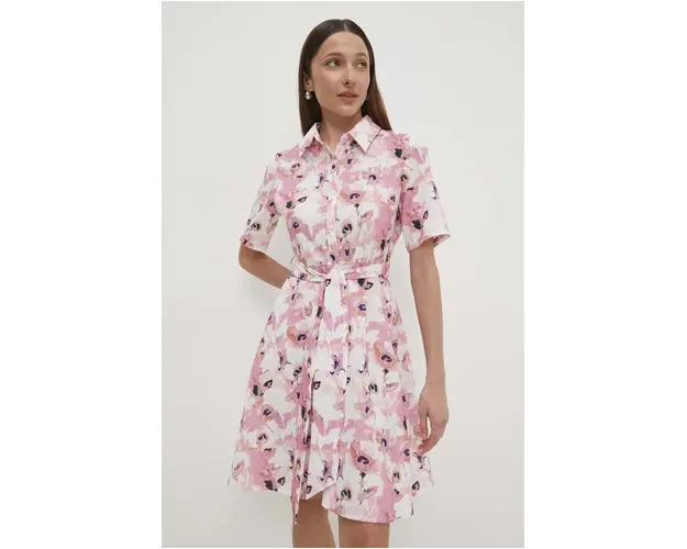 Answear Lab rochie din bumbac culoarea roz, mini, evazati