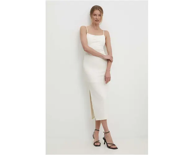 Answear Lab rochie culoarea bej, midi, mulata