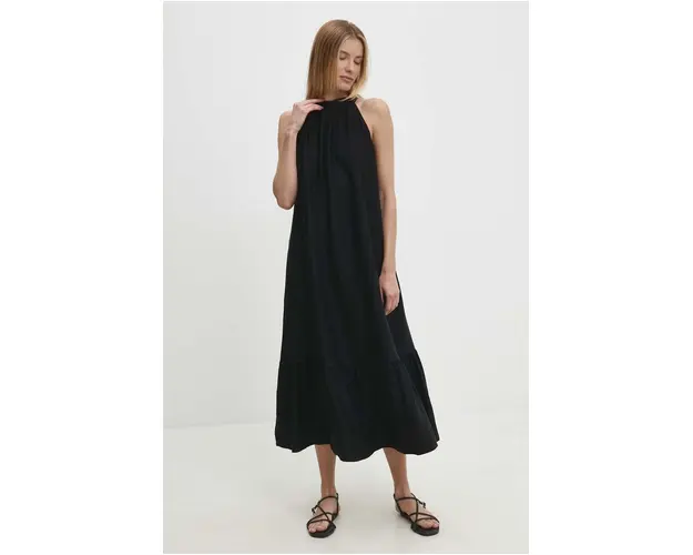 Answear Lab rochie culoarea negru, midi, evazati