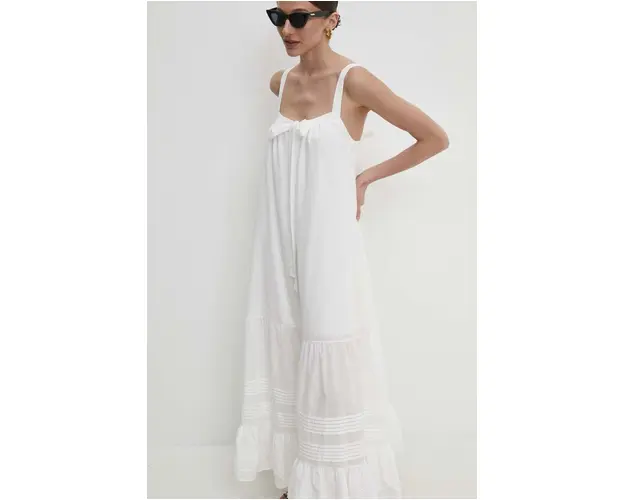 Answear Lab rochie din bumbac culoarea alb, maxi, evazati