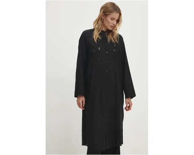 Answear Lab rochie din bumbac culoarea negru, midi, oversize