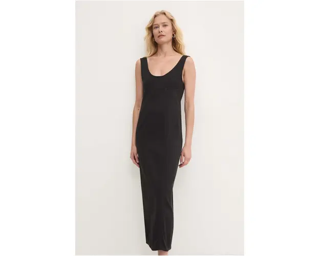 Answear Lab rochie jeans culoarea negru, midi, mulata