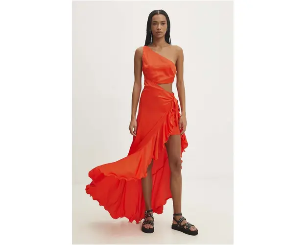 Answear Lab rochie culoarea portocaliu, midi, evazati