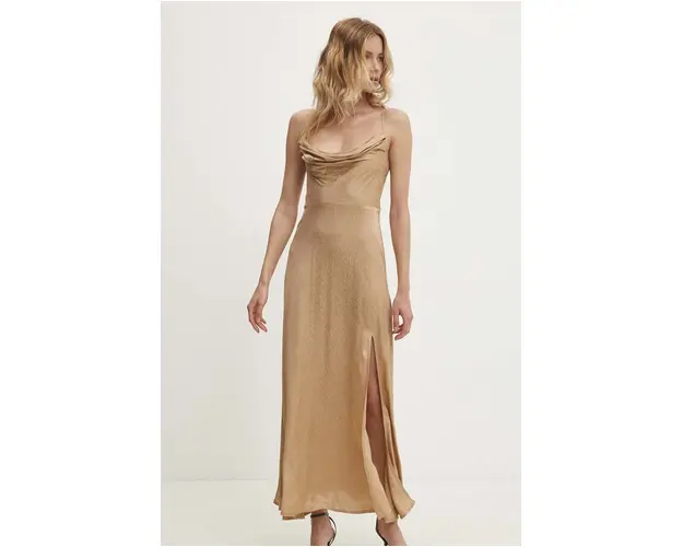 Answear Lab rochie culoarea maro, maxi, mulata