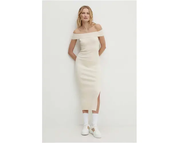 Answear Lab rochie culoarea bej, midi, mulata