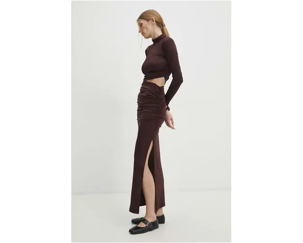 Answear Lab rochie culoarea maro, maxi, mulata