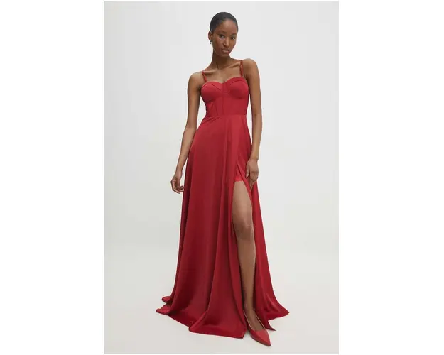 Answear Lab rochie culoarea rosu, maxi, evazati