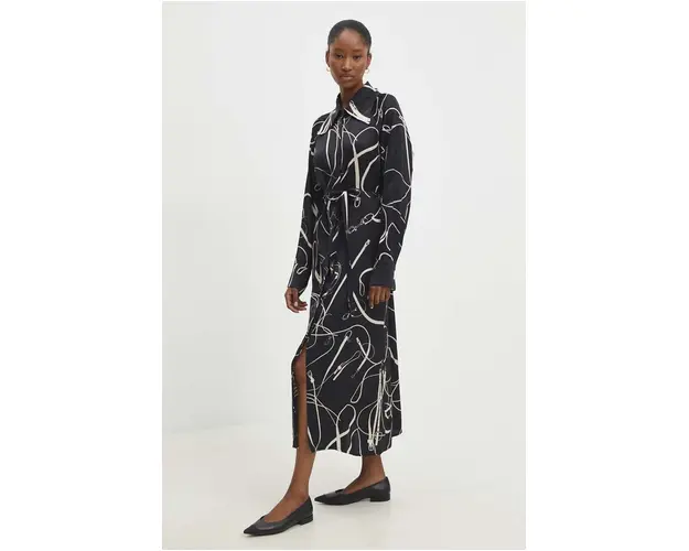 Answear Lab rochie culoarea negru, midi, drept