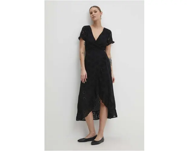 Answear Lab rochie din bumbac culoarea negru, midi, evazati