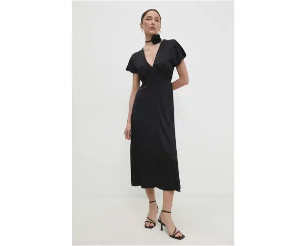 Answear Lab rochie culoarea negru, midi, evazati