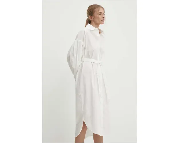 Answear Lab rochie din bumbac culoarea alb, midi, evazati