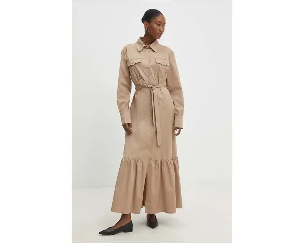 Answear Lab rochie culoarea maro, maxi, evazati