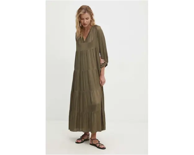 Answear Lab rochie culoarea bej, maxi, evazati