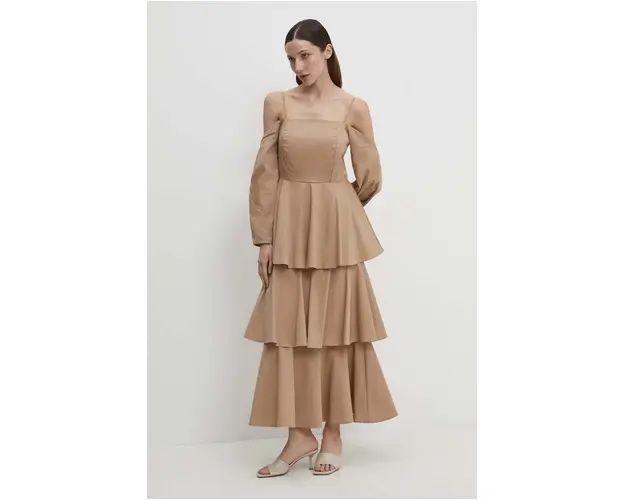Answear Lab rochie culoarea bej, maxi, evazati