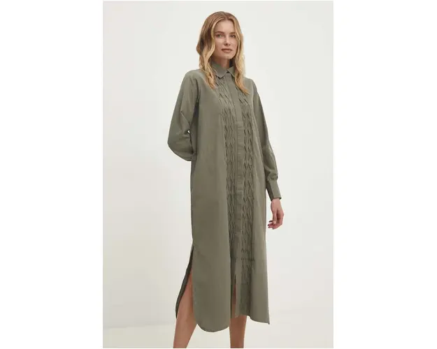 Answear Lab rochie din bumbac culoarea verde, midi, oversize