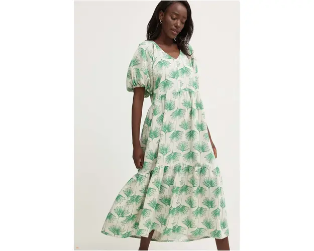 Answear Lab rochie culoarea verde, midi, evazati