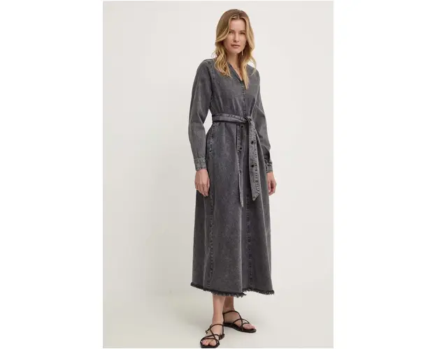 Answear Lab rochie jeans culoarea gri, maxi, oversize