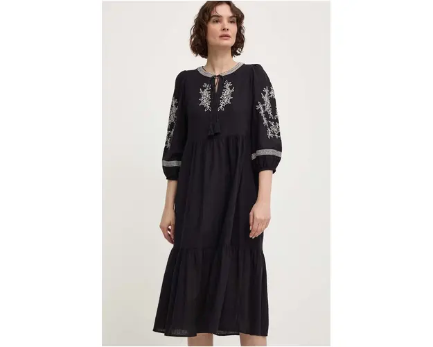 Answear Lab rochie din bumbac culoarea negru, midi, evazati