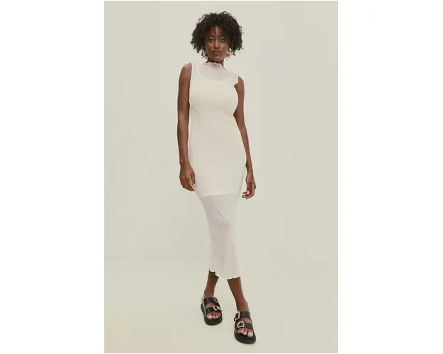 Answear Lab rochie culoarea bej, maxi, mulata