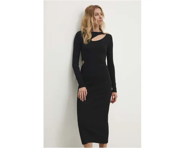 Answear Lab rochie culoarea negru, midi, mulata