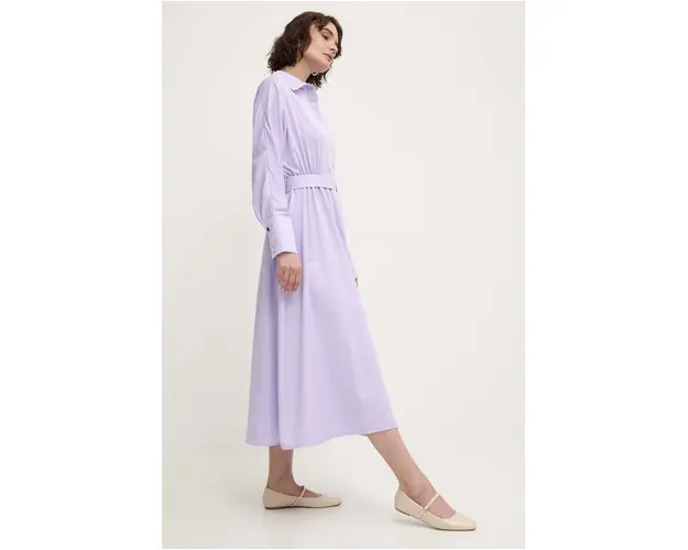Answear Lab rochie din bumbac culoarea violet, midi, evazati