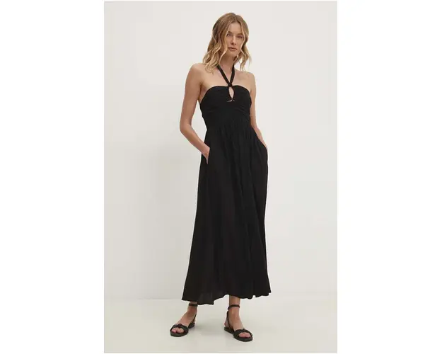 Answear Lab rochie culoarea negru, midi, evazati