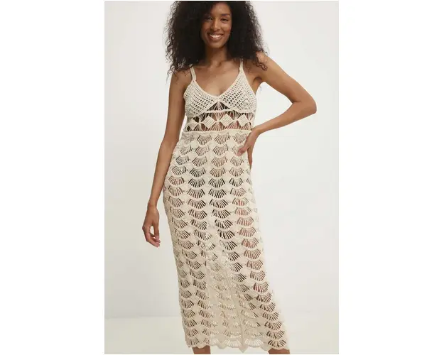 Answear Lab rochie culoarea bej, maxi, drept