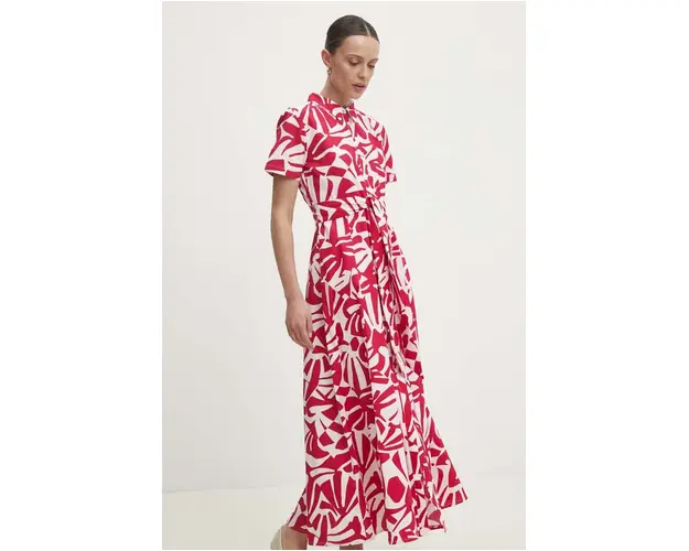 Answear Lab rochie din bumbac culoarea roz, maxi, evazati