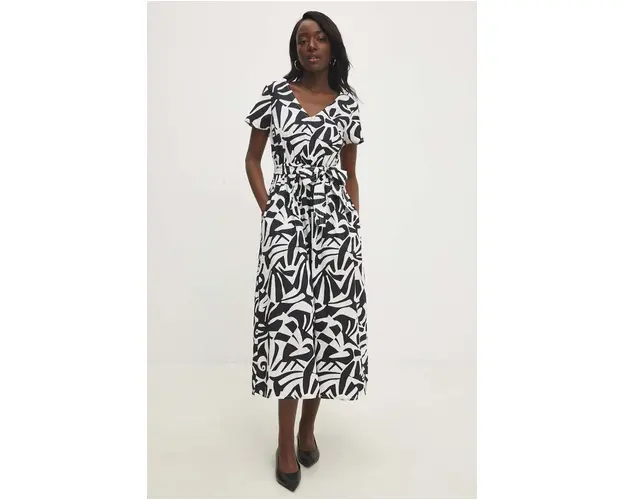 Answear Lab rochie din bumbac culoarea negru, midi, evazati