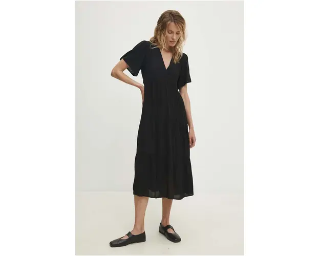 Answear Lab rochie culoarea negru, midi, evazati