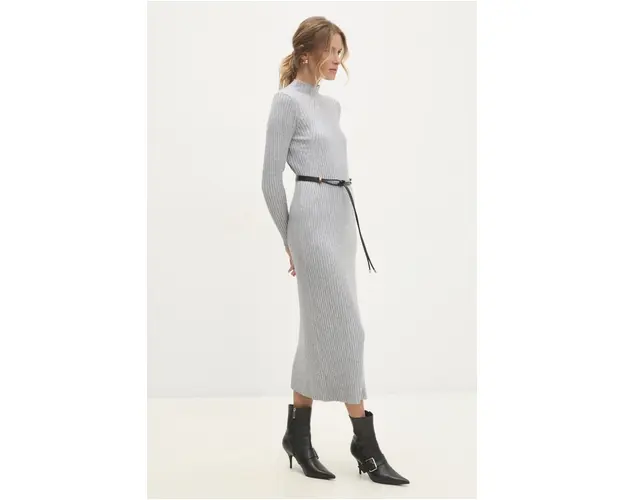 Answear Lab rochie culoarea gri, midi, mulata