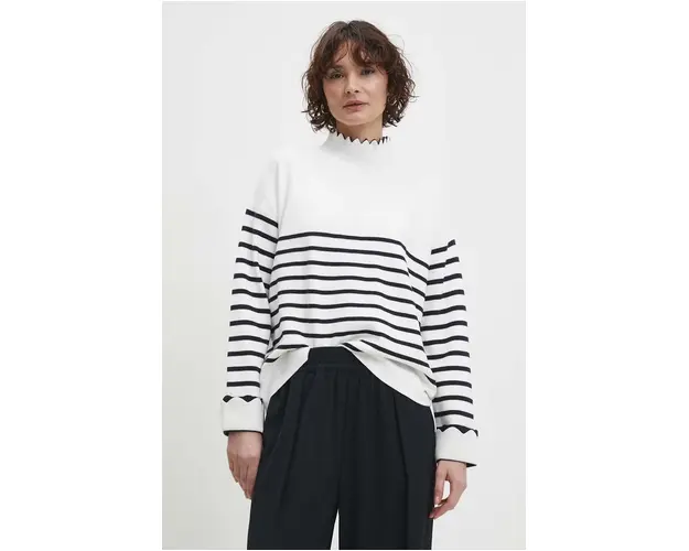 Answear Lab pulover femei, culoarea alb, light, cu guler