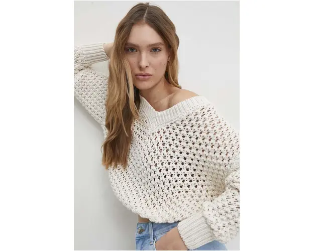 Answear Lab pulover femei, culoarea bej, calduros