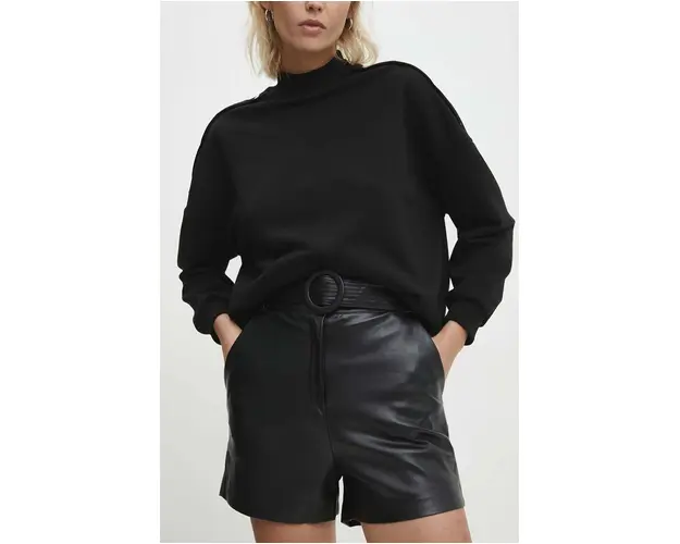 Answear Lab pantaloni scurti femei, culoarea negru, neted, high waist