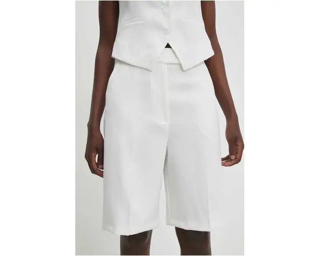 Answear Lab pantaloni scurti femei, culoarea bej, neted, high waist